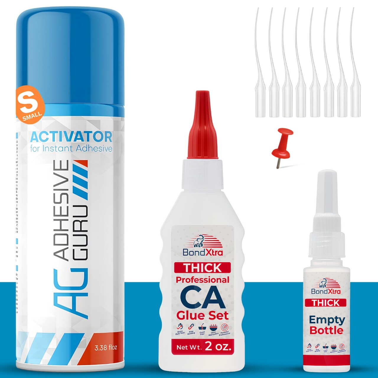 BONDXTRA CA Glue Thick Viscosity 2 oz with Activator Spray Set – Cyanoacrylate Super Glue for Woodworking, Craft, Hobby & DIY Projects